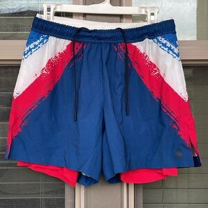 Chubbies Athletic Shorts MEDIUM 5.5” Blue Red Boxer Liner Run Gym MMA